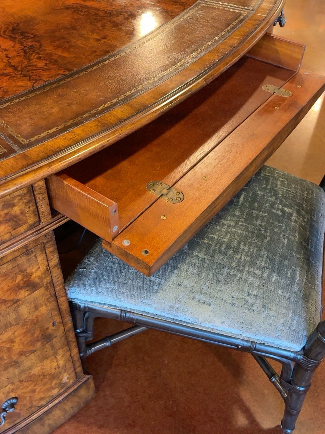 Maitland-Smith Burl & Leather Computer Partner Desk
