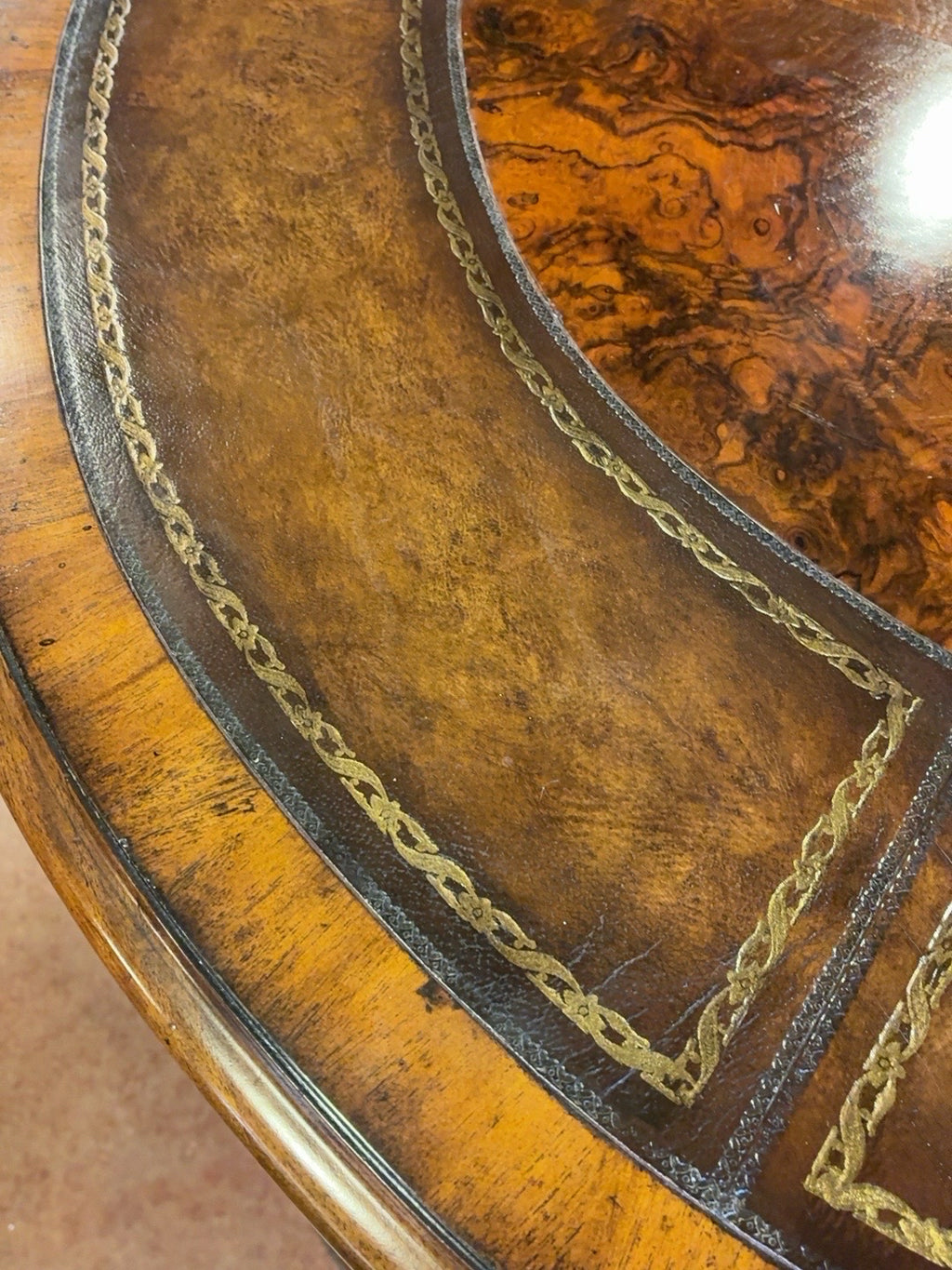 Maitland-Smith Burl & Leather Computer Partner Desk