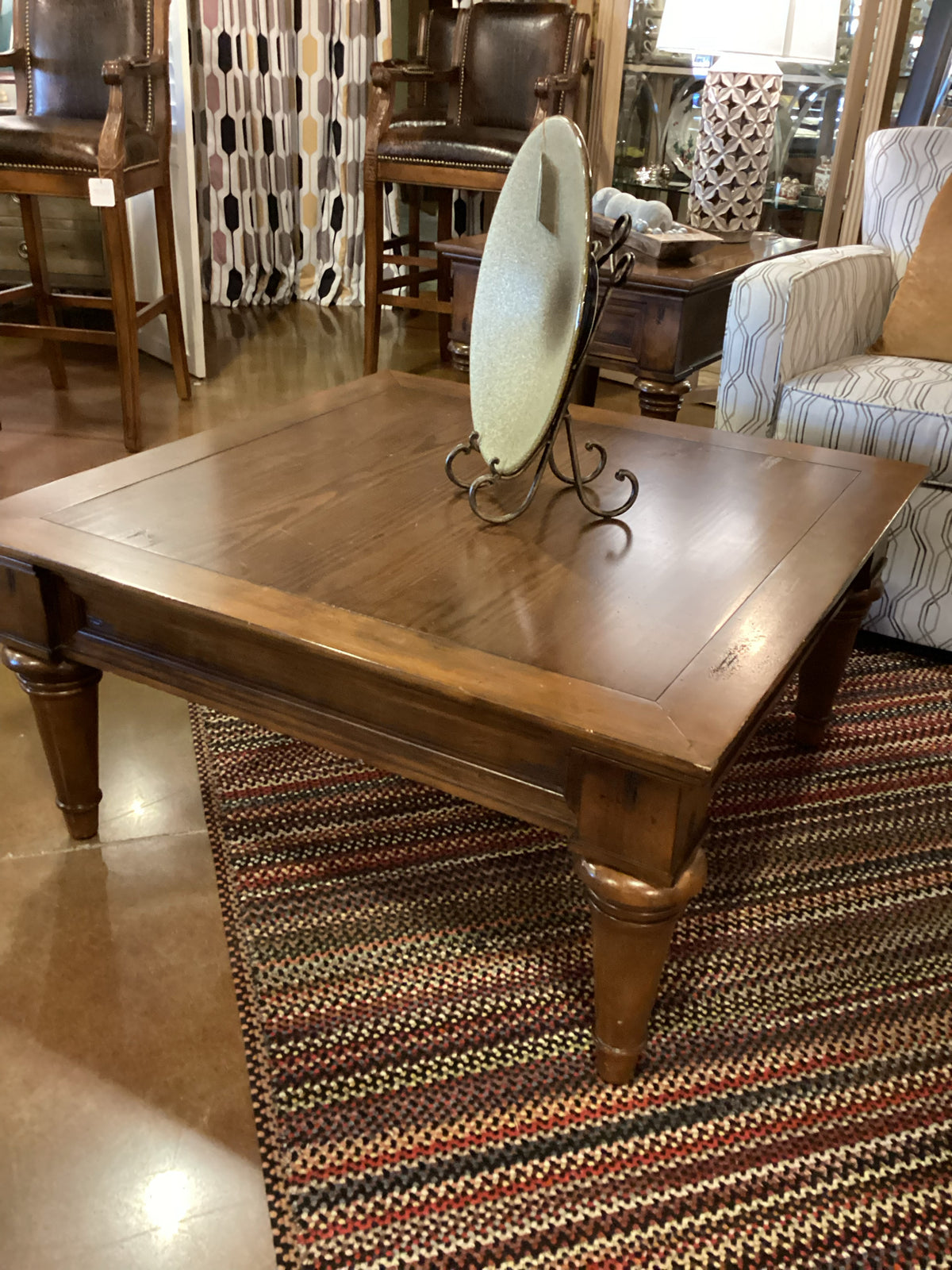BASSETT SQUARE WOOD COFFEE TABLE WITH DRAWERS