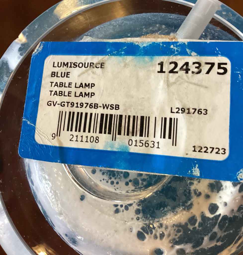 Pair of LumiSource Teal & White Marbled Glass Table Lamps