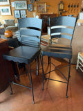 Decorative Painted Metal Bar Stools - PAIR