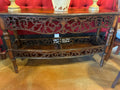Table|56Wx18Dx34.5H|Carved Wood Console w/intricate Openwork Carving