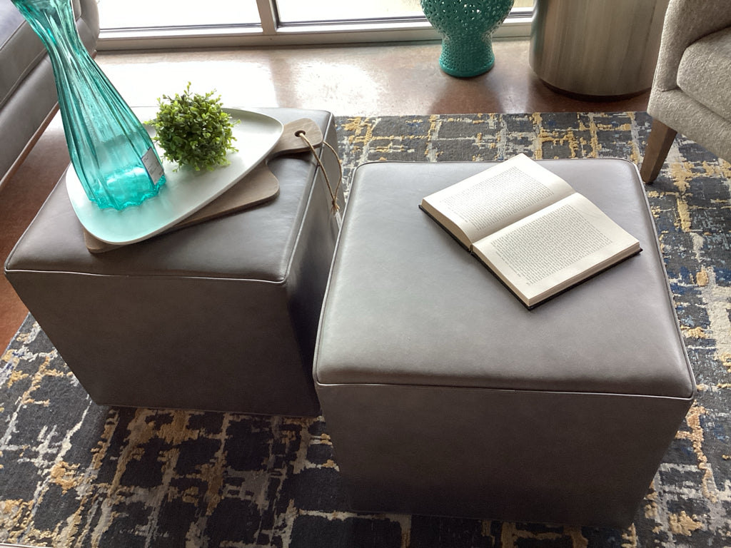 Ethan Allen Leather DACIAN Ottoman