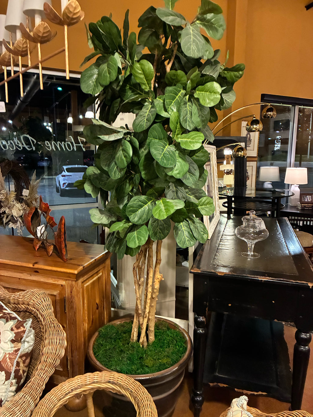 Oversized Artificial Fiddle Leaf Fig Tree in Decorative Planter