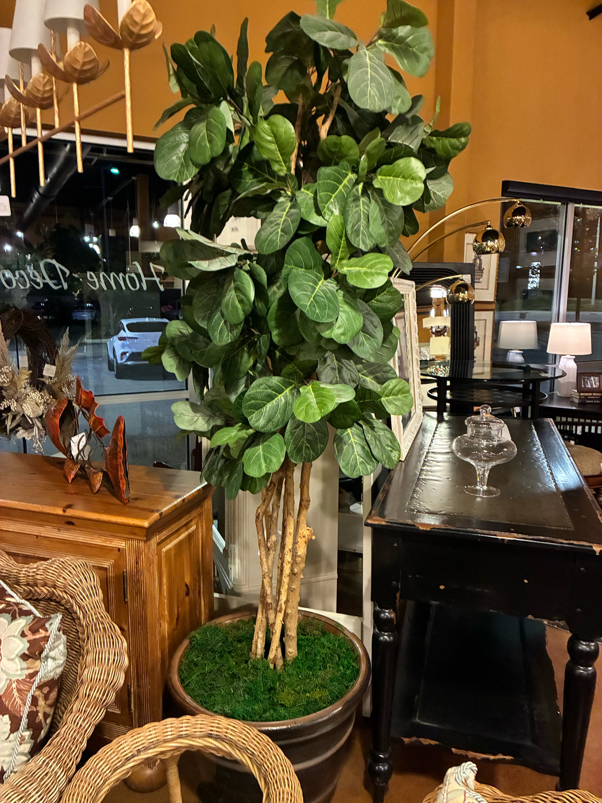 Oversized Artificial Fiddle Leaf Fig Tree in Decorative Planter