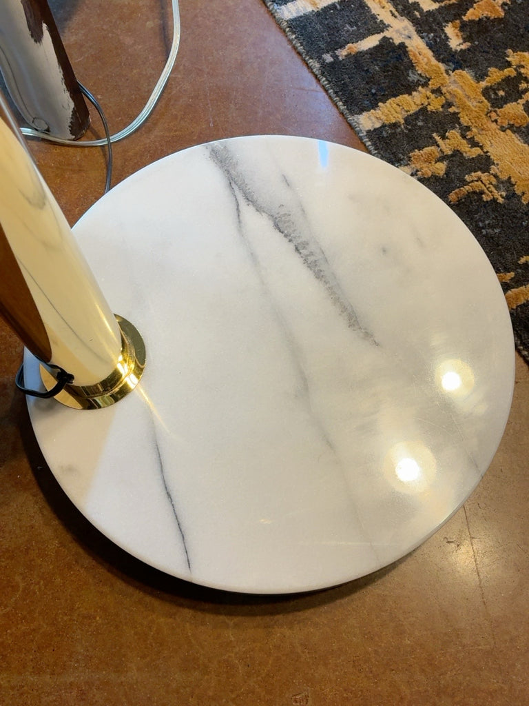 Vintage 3-Light Brass Arc Floor Lamp with Marble Base