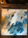 Large Blue Abstract Framed Canvas