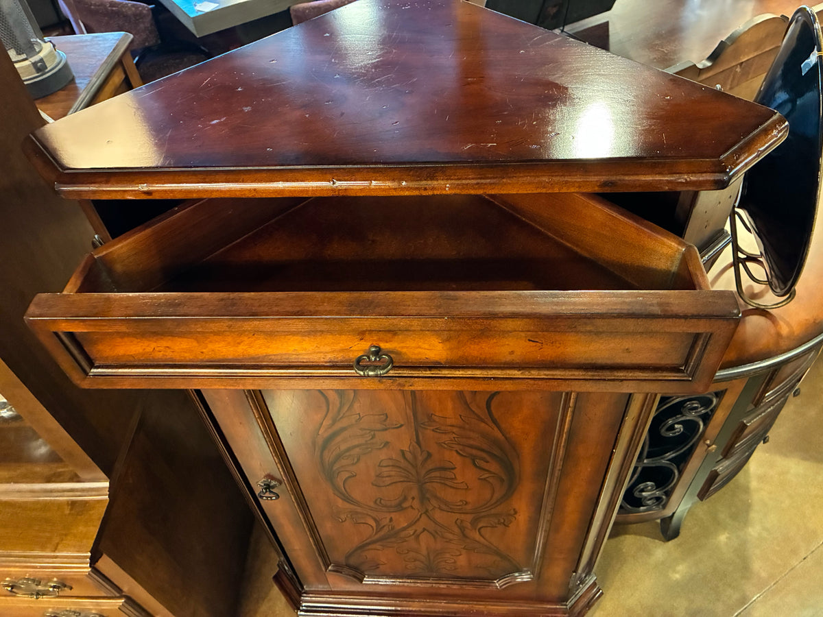 Traditional Hand-Painted French Country Corner Cabinet