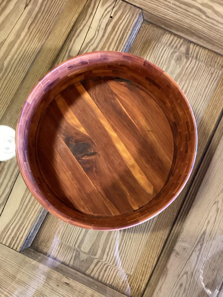 Decorative Wood Mosaic Bowl - Round