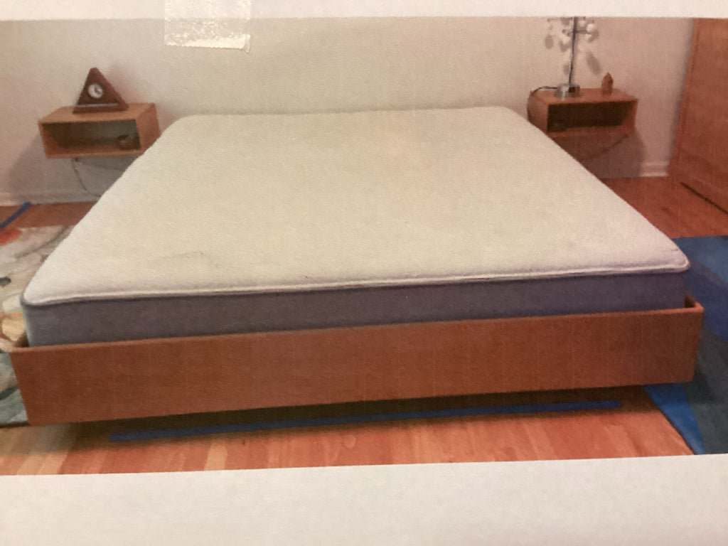 Bed Handmade King Platform w/2 wallmount nightstands made in NC