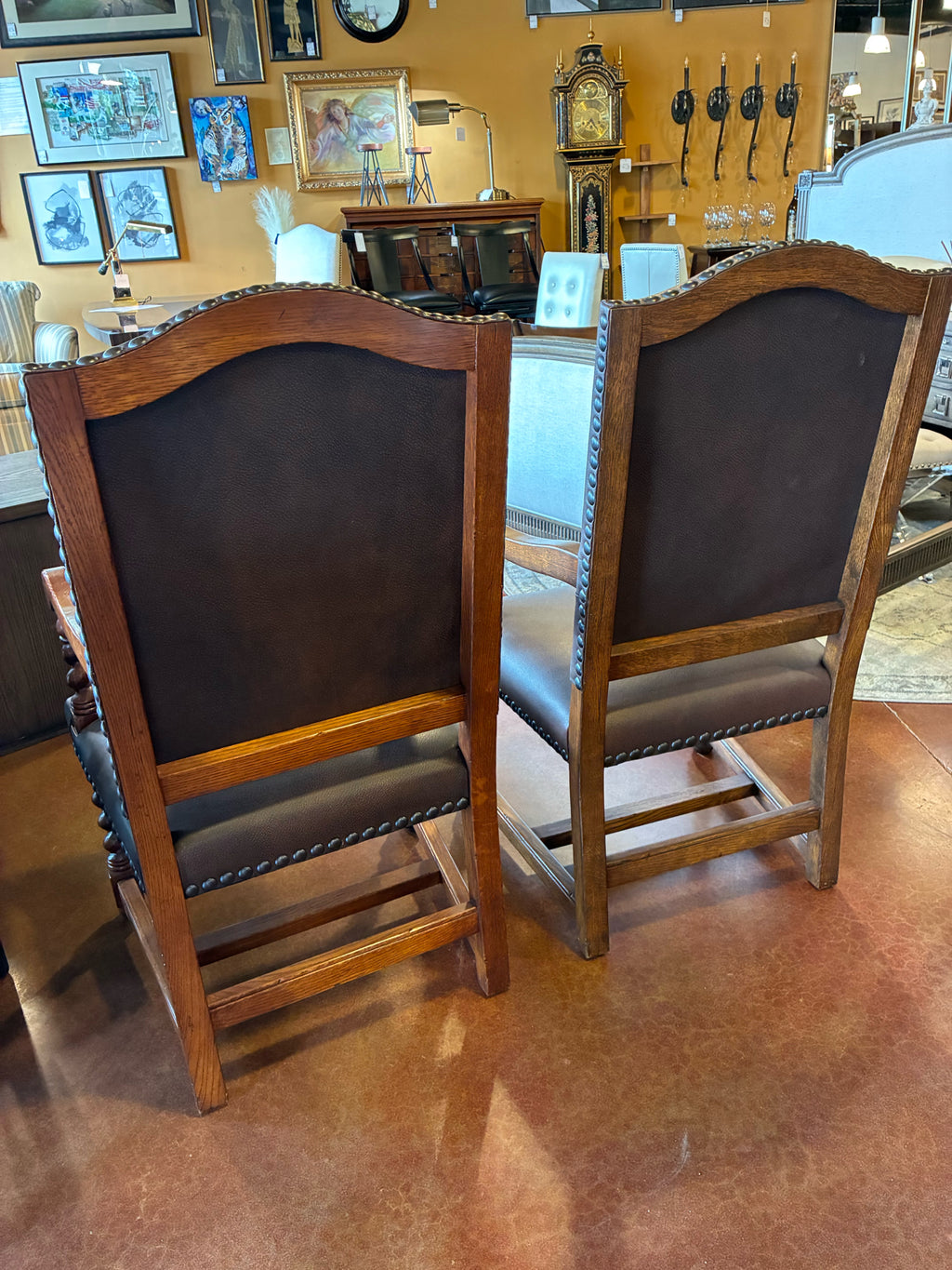 Stickley Antiquities Leather Captain Chairs — PAIR