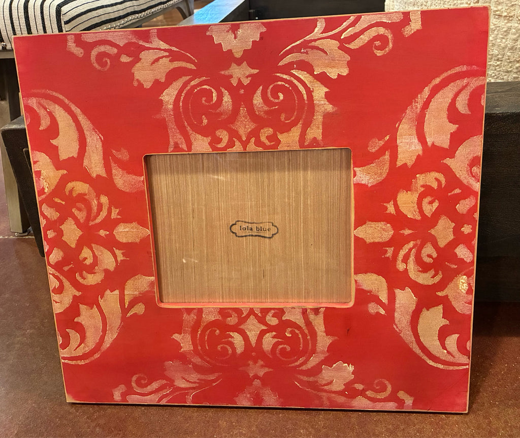 LOLA BLUE Oversized Red & Gold Damask Picture Frame