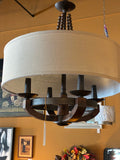 Rustic 4-Light Drum Chandelier With Wood Beads