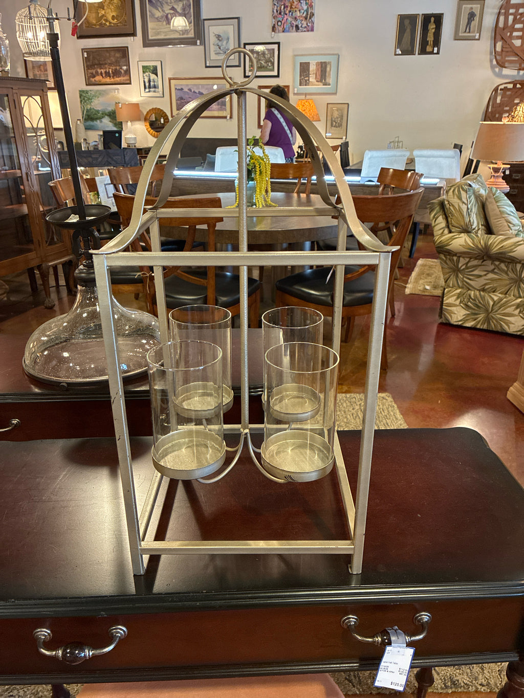 Lantern | Large Metal w/4 hurricane cups