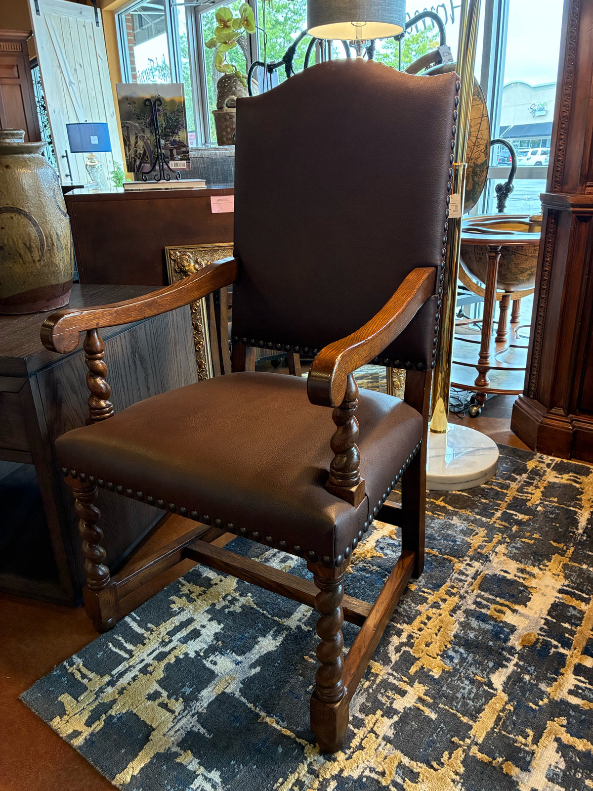 Stickley Antiquities Leather Captain Chairs — PAIR