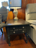 Midnight Blue/Black One-Drawer Accent Table with Crystal-look Knobs