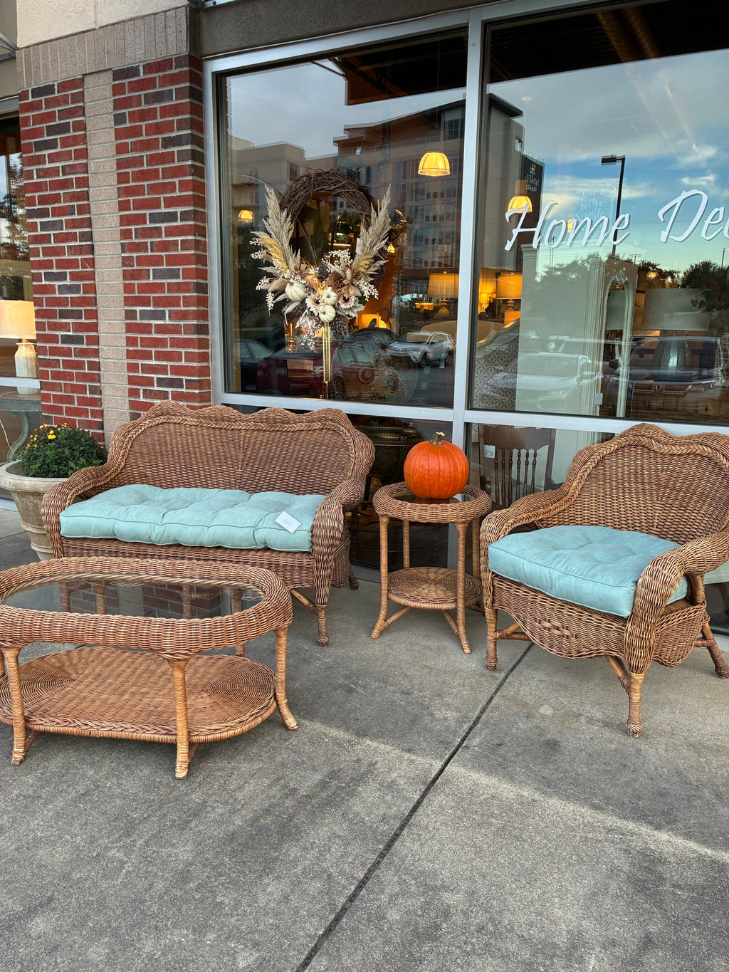 Four-Piece Coastal Cottage Wicker Conversation Set