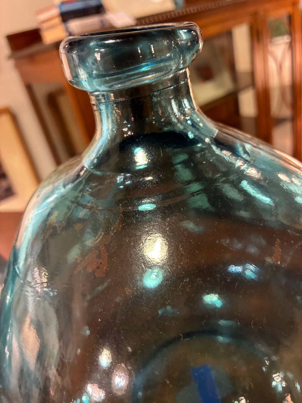 SET OF 3 Aqua Recycled Glass Demijohn Vases