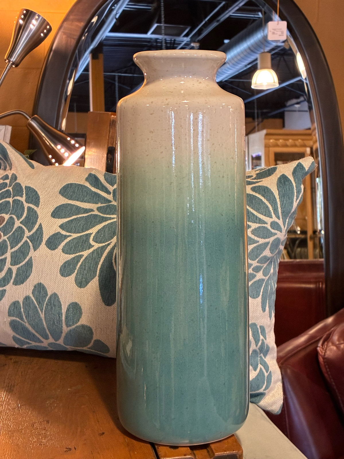 Tall Ombre Aqua Ceramic Vase
