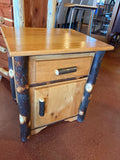 Handcrafted Rustic Oak Log Side table