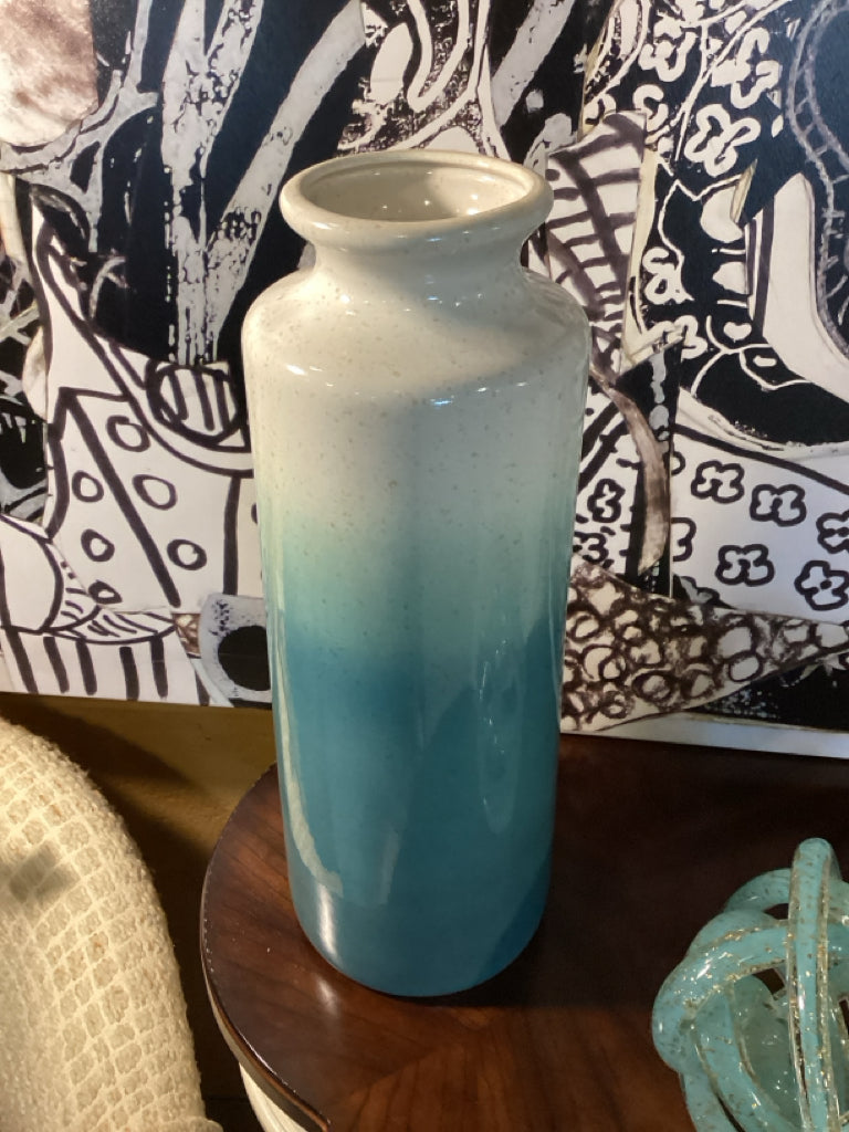 Ombre Teal Ceramic Vase