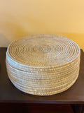 ROUND WOVEN RATTAN STORAGE BASKET WITH LID