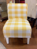 Yellow & Ivory Gingham Armless Accent Chair