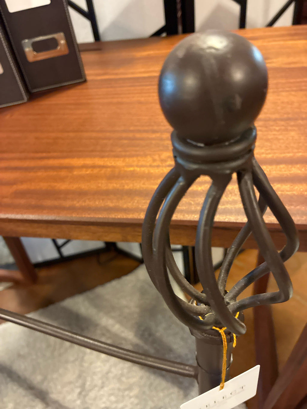ORNATE WROUGHT IRON FREESTANDING SWING-ARM TOWEL RACK