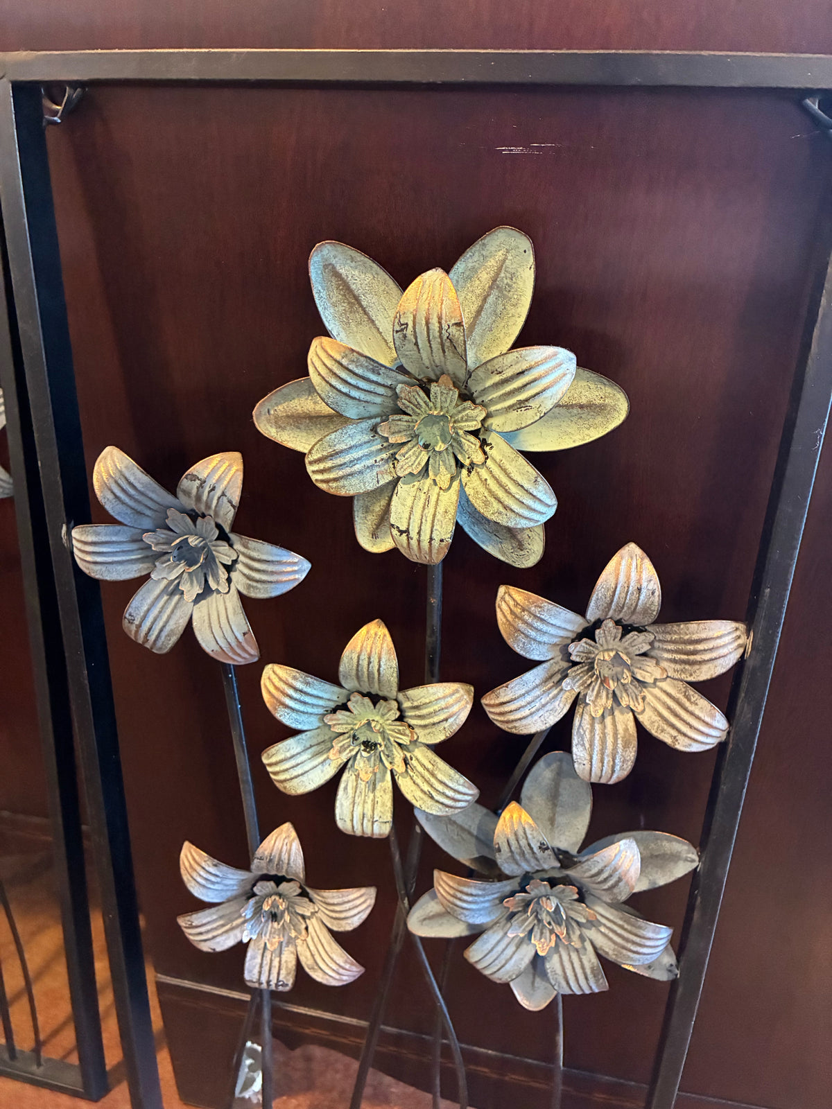 PAIR of Rustic Metal Floral Wall Art Panels