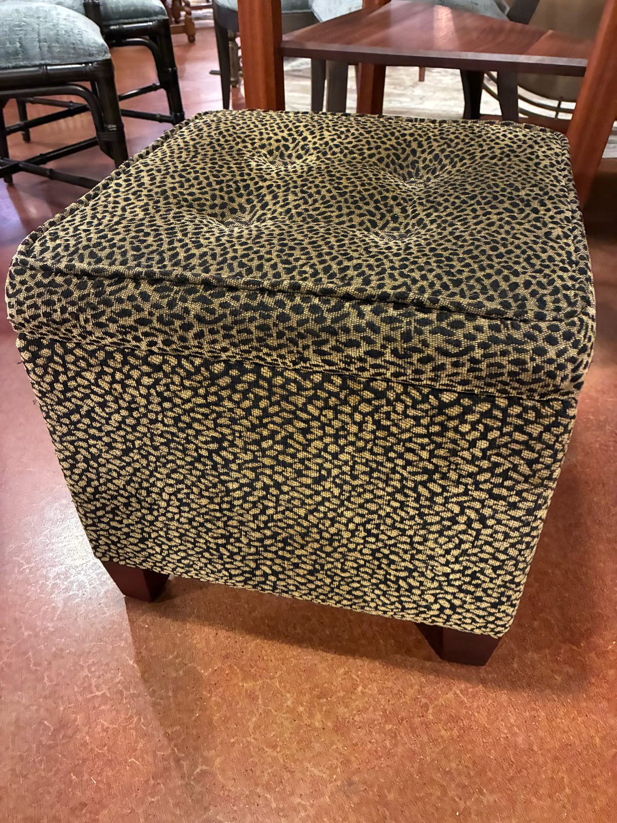 Leopard Print Tufted Ottoman