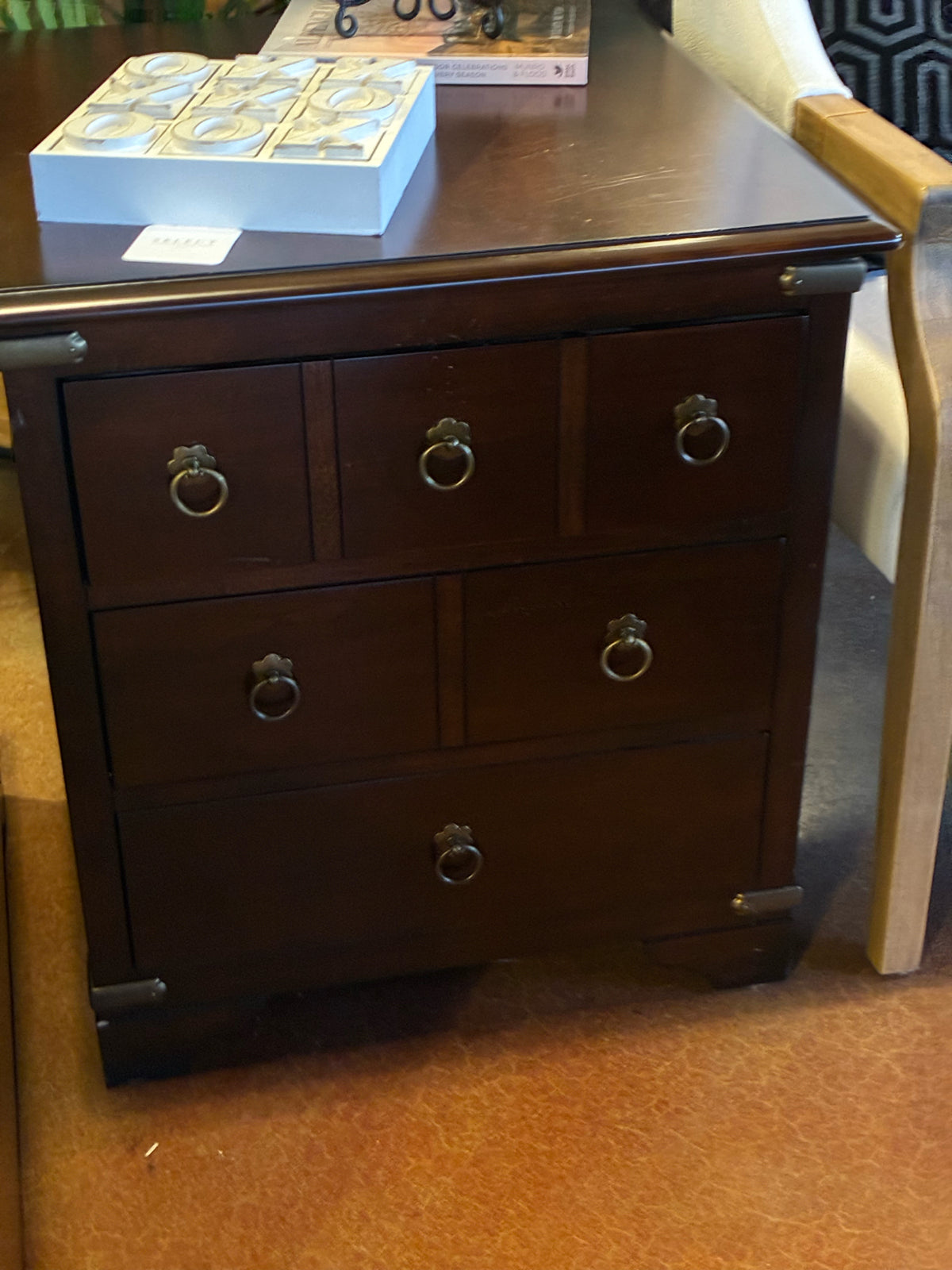 Campaign-Style 3-Drawer Side table