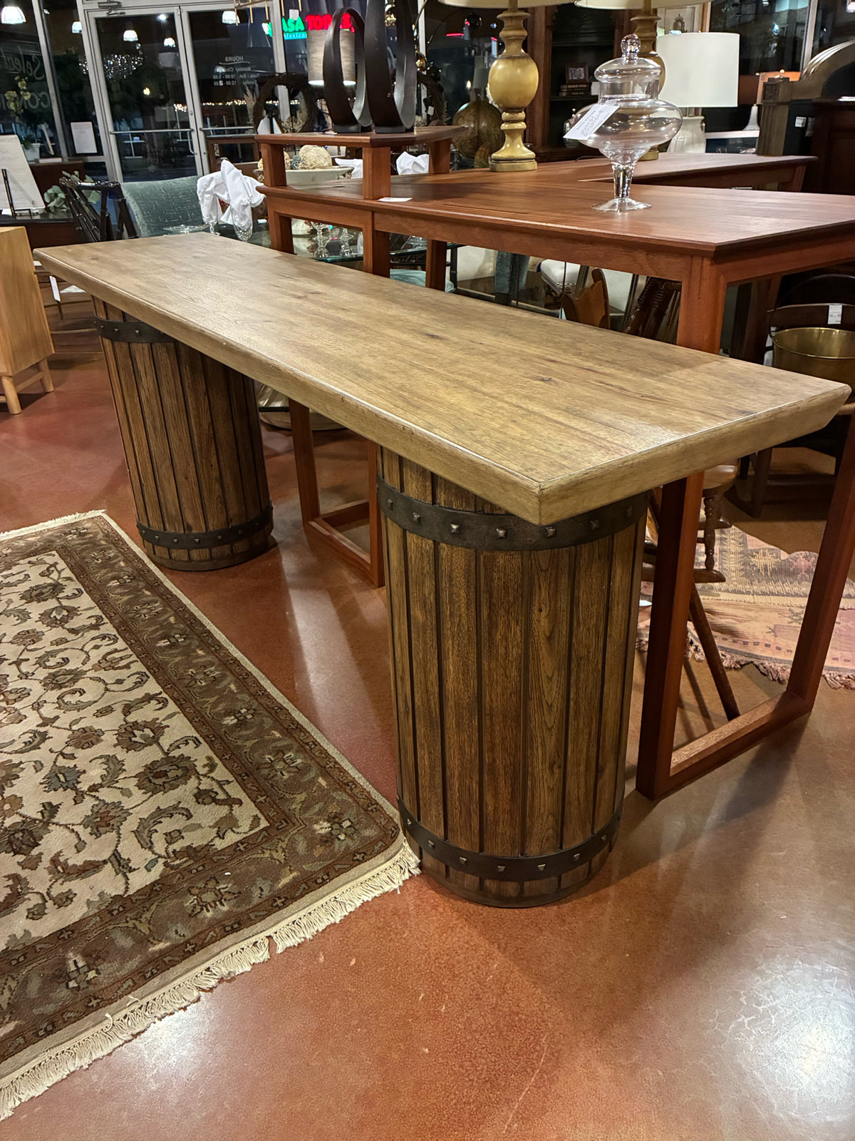 Hooker Vineyard Row Wine Barrel Console Console
