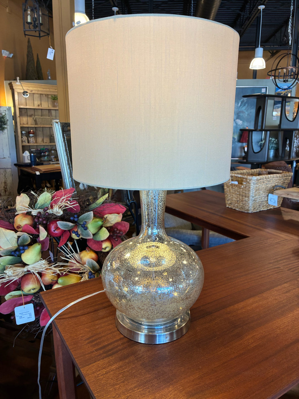 Pair of Silver Mercury Glass Lamps