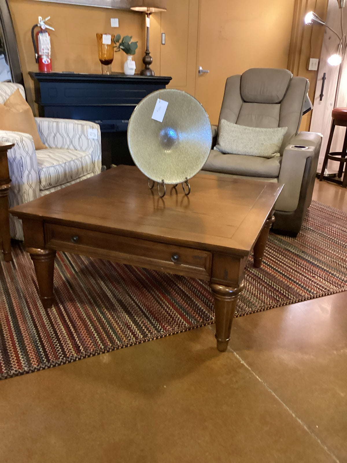 BASSETT SQUARE WOOD COFFEE TABLE WITH DRAWERS