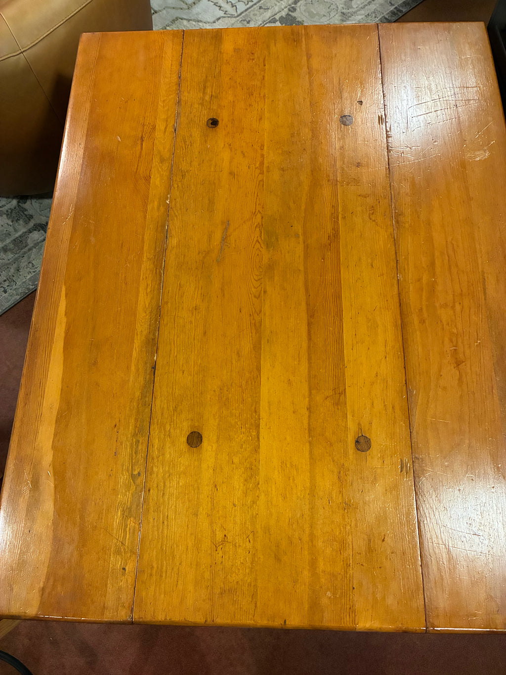 Plank-Top Trestle Drop-Leaf Dining Table