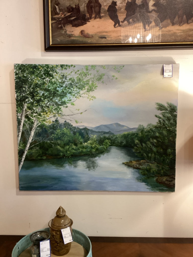 Paintings | Canvas Origninal Trees/lake/blues/Greens