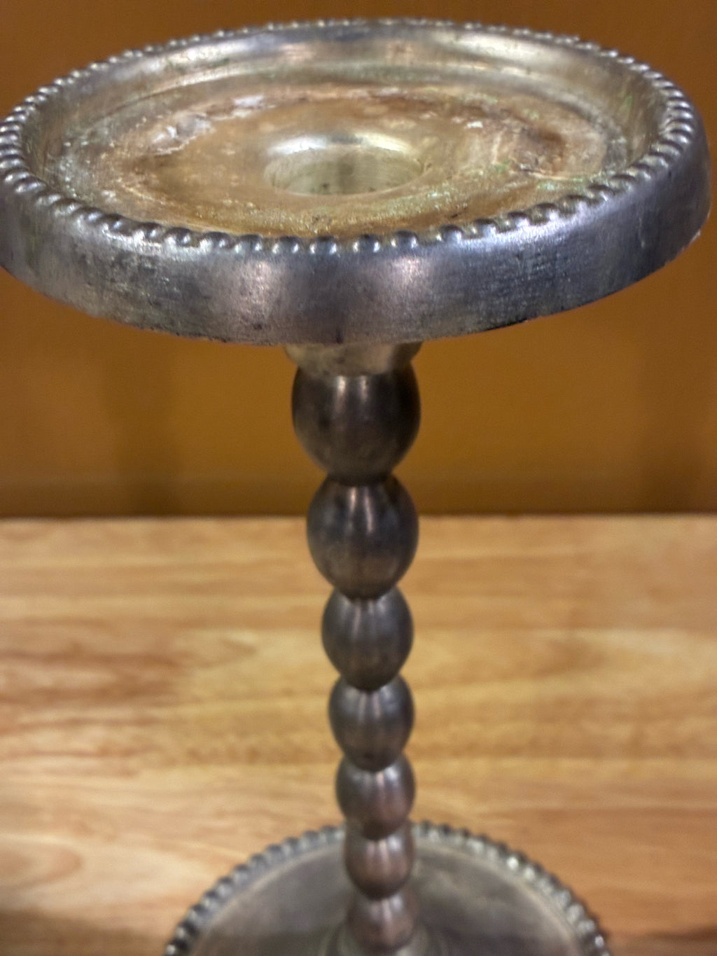 Vintage Powder Room Beaded Metal Candleholder