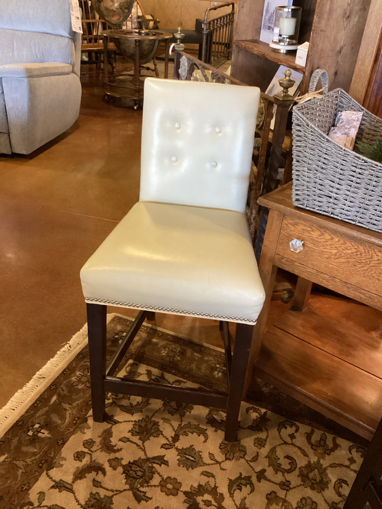 Set of 2 Mitchell Gold + Bob Williams Leather Counter Height Leather Barstools