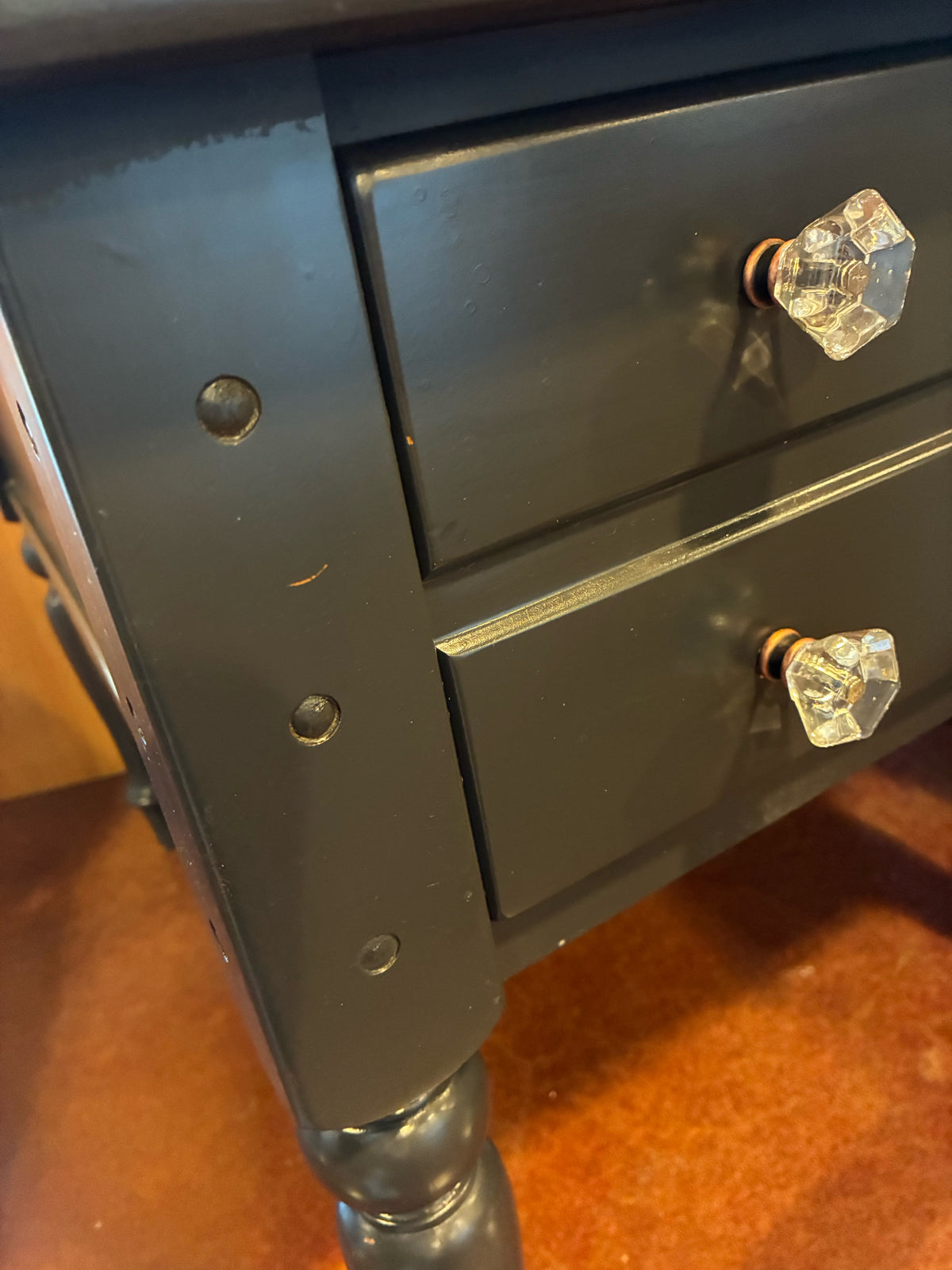 Midnight Blue/Black One-Drawer Accent Table with Crystal-look Knobs