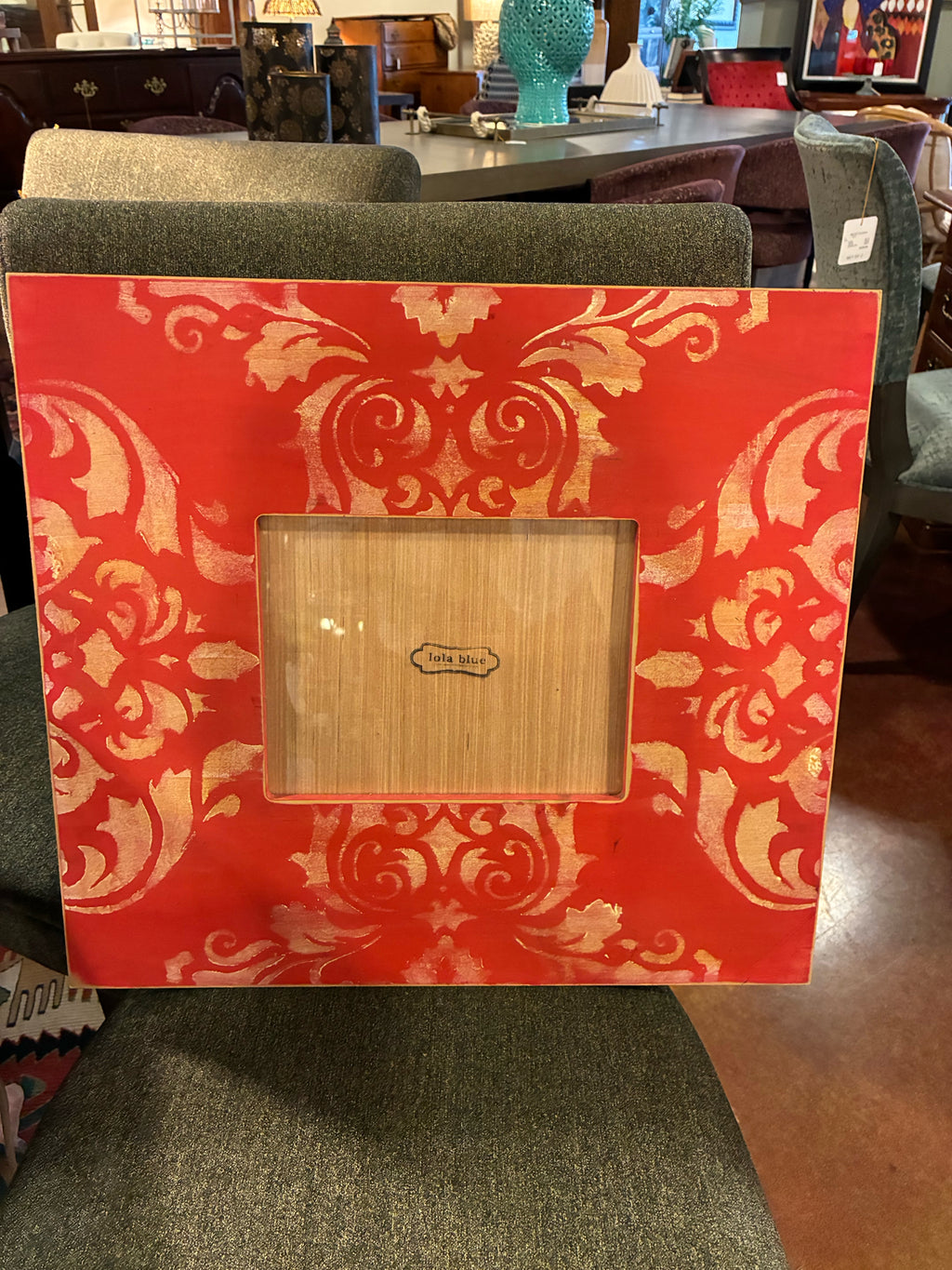 LOLA BLUE Oversized Red & Gold Damask Picture Frame