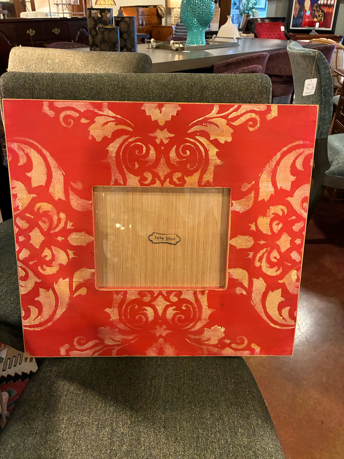 LOLA BLUE Oversized Red & Gold Damask Picture Frame
