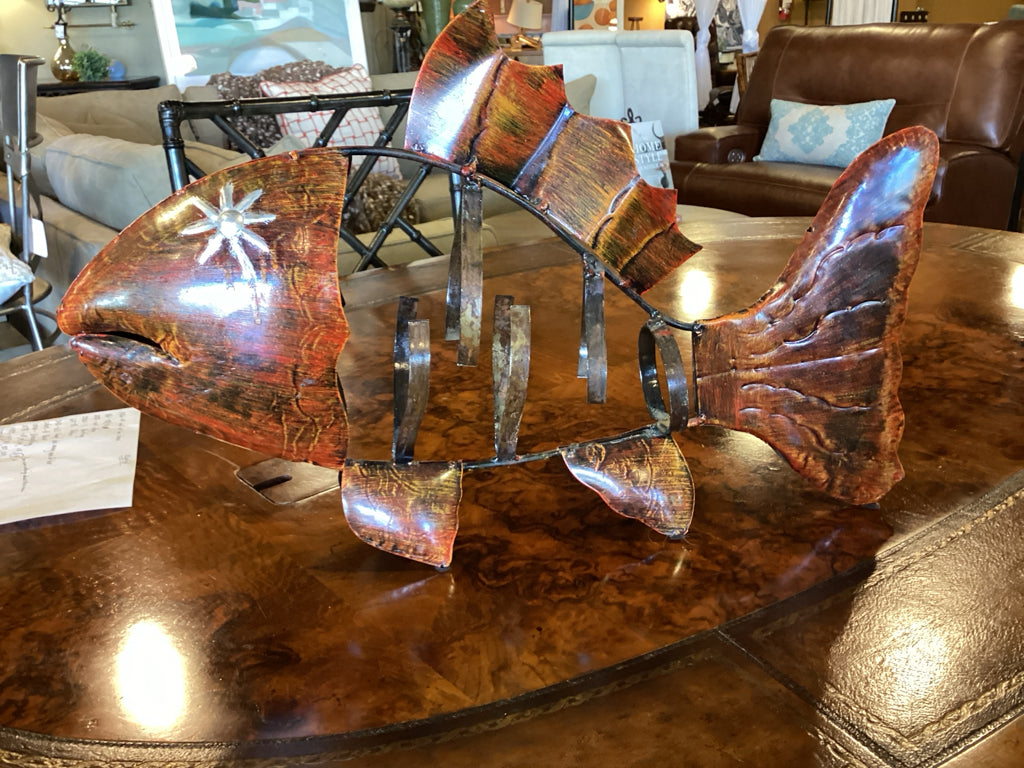 Large Handcrafted Rustic Metal Fish Sculpture
