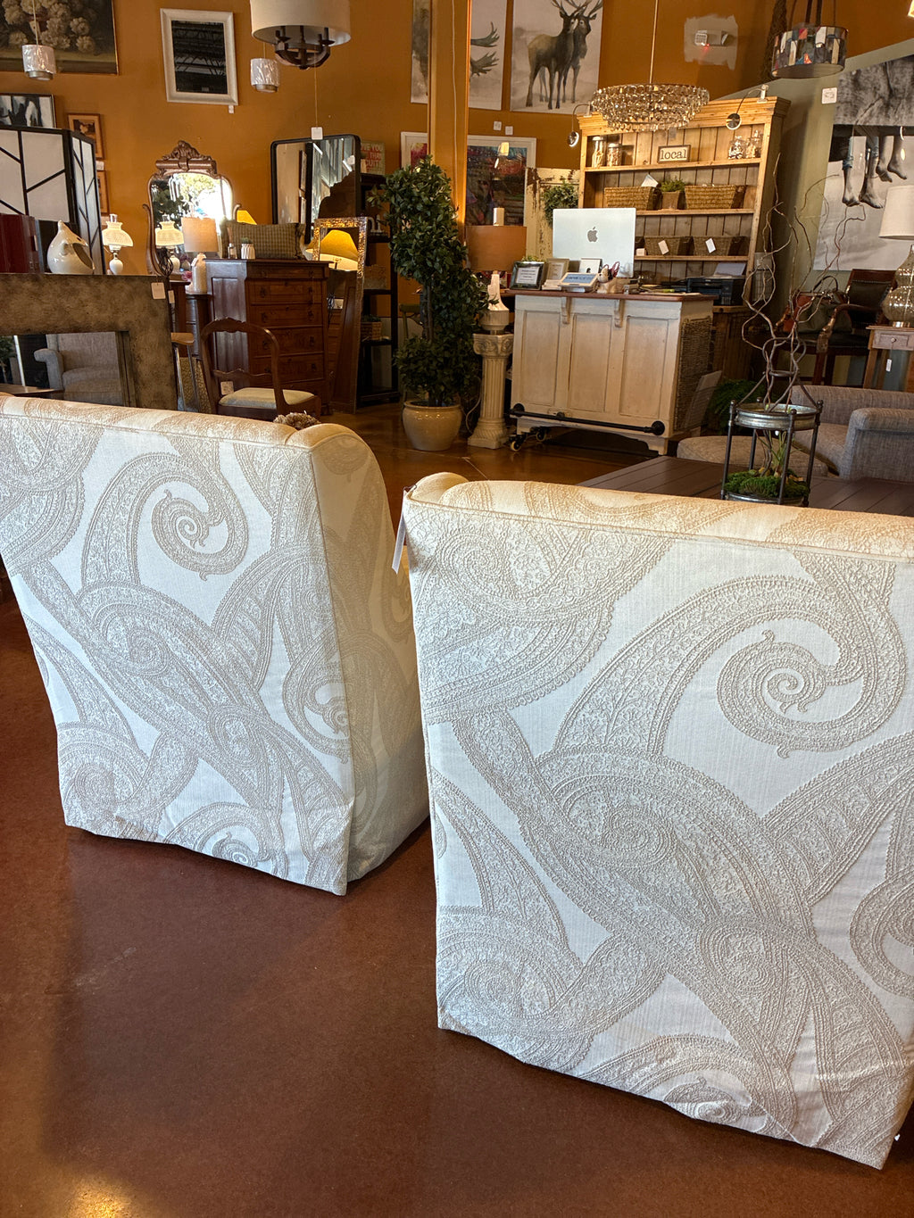 Hickory White Luxury Upholstered Swivel Chairs - PAIR