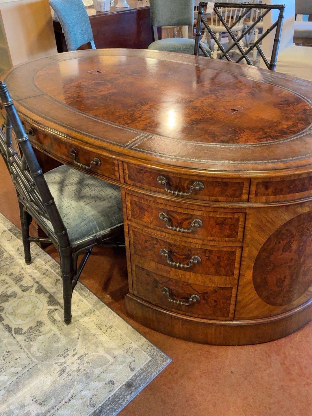 Maitland-Smith Burl & Leather Computer Partner Desk