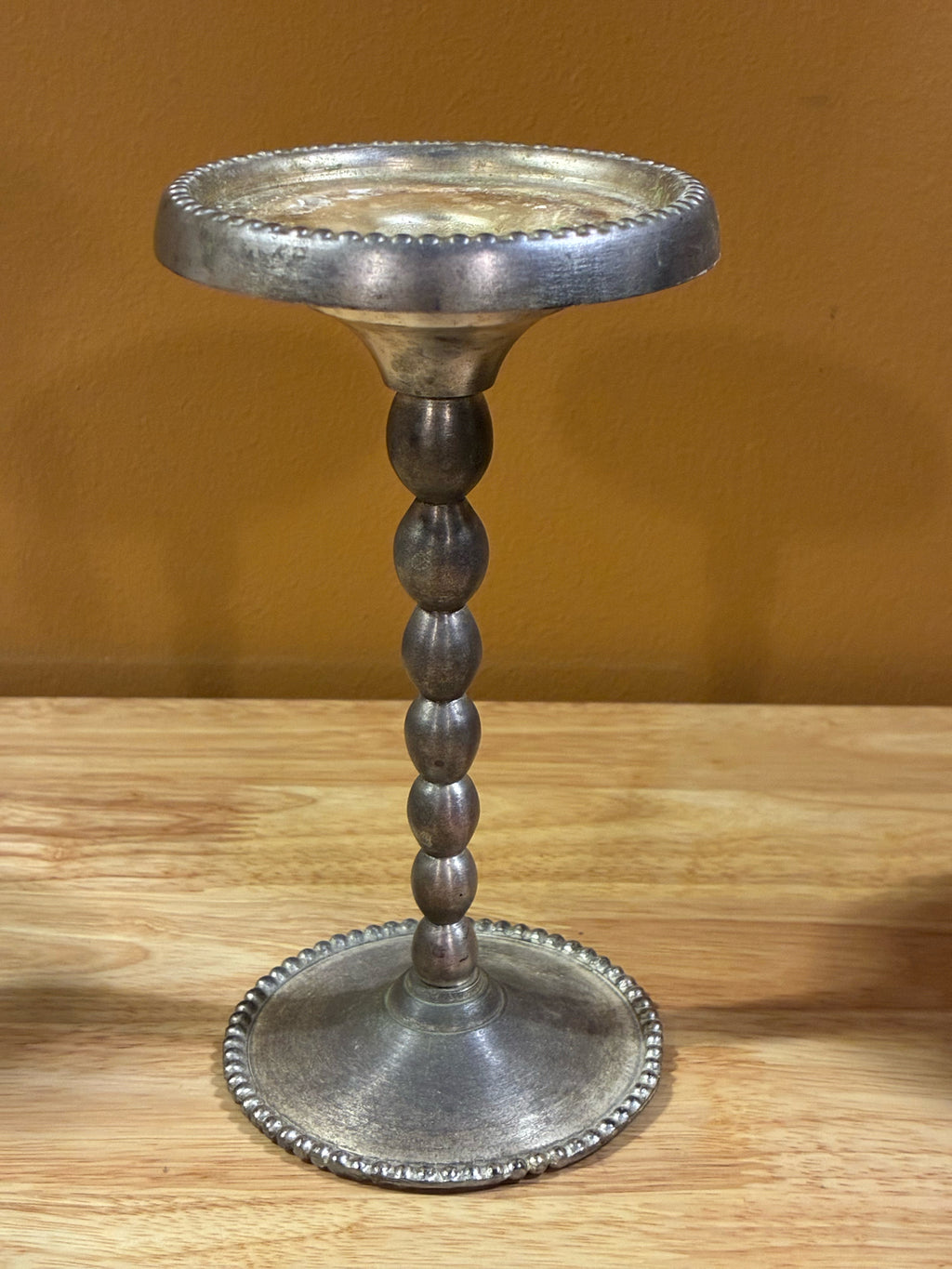 Vintage Powder Room Beaded Metal Candleholder