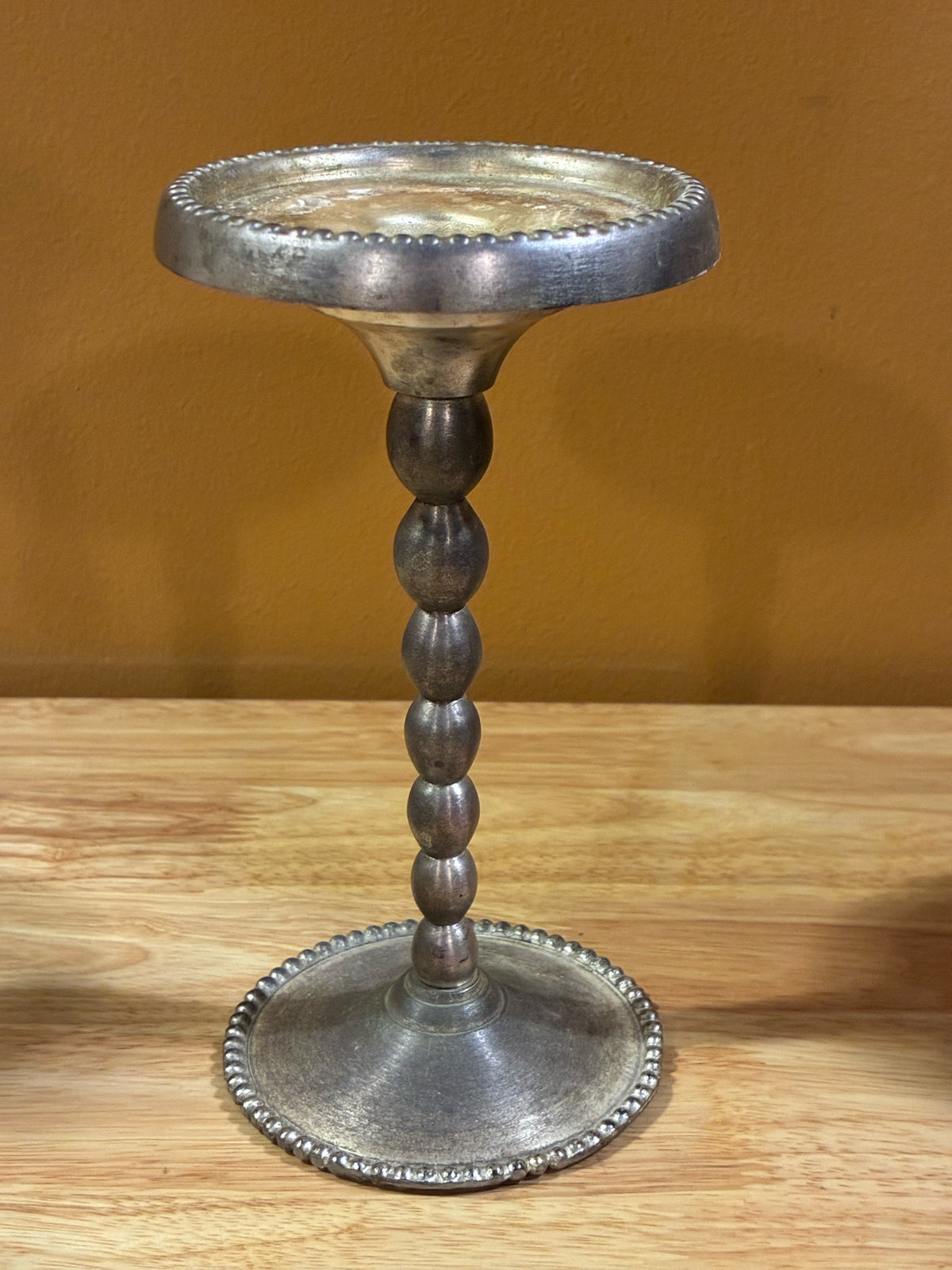 Vintage Powder Room Beaded Metal Candleholder