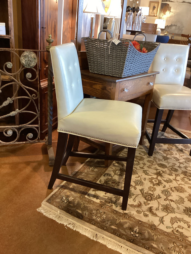 Set of 2 Mitchell Gold + Bob Williams Leather Counter Height Leather Barstools