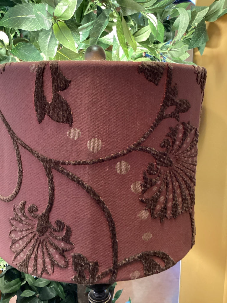 Decorative Bronze-Tone Buffet Lamp with Floral Drum Shade