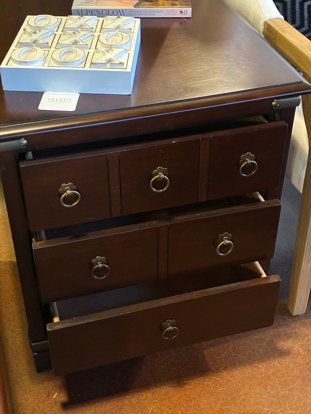 Campaign-Style 3-Drawer Side table