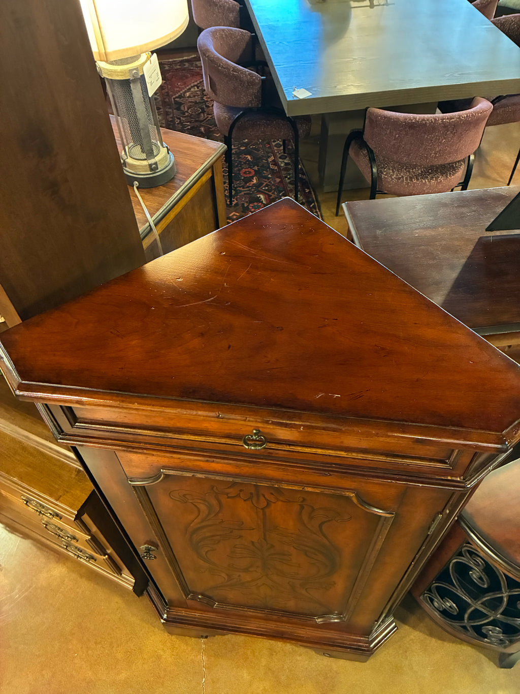 Traditional Hand-Painted French Country Corner Cabinet